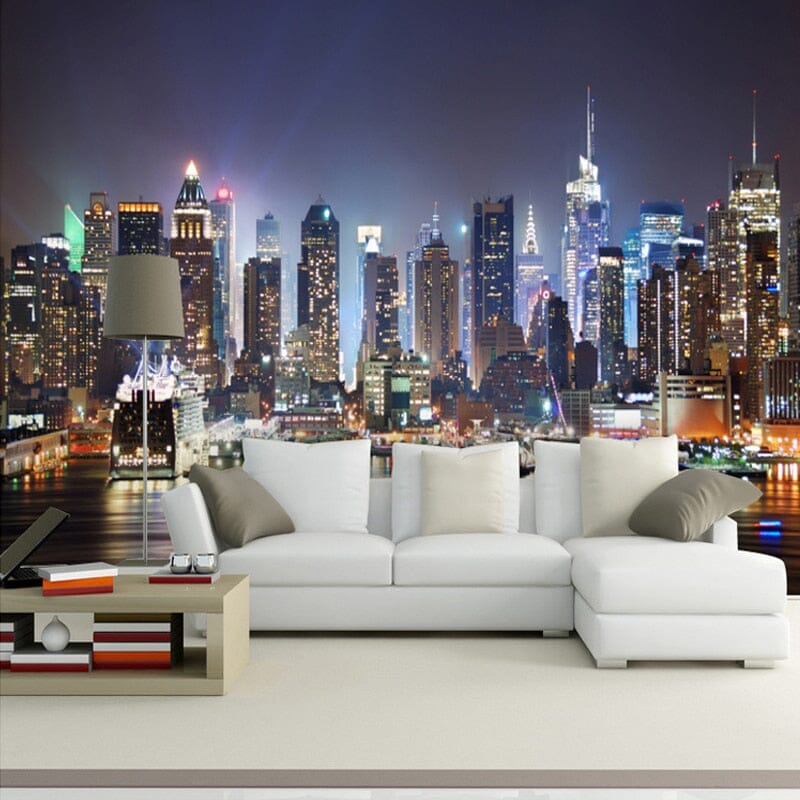 City At Night Wallpaper Mural, Custom Sizes Available Wall Murals Maughon's 