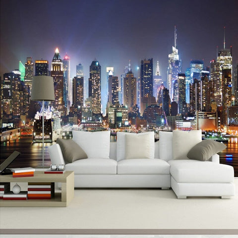 Image of City At Night Wallpaper Mural, Custom Sizes Available Wall Murals Maughon's 