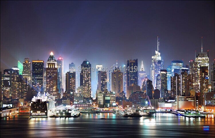 City At Night Wallpaper Mural, Custom Sizes Available Wall Murals Maughon's 
