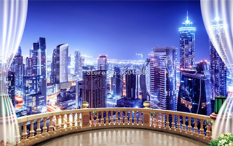 City Night Scape Wallpaper Mural, Custom Sizes Available Maughon's 