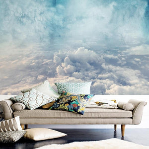 Beautiful White Clouds Wallpaper Mural, Custom Sizes Available