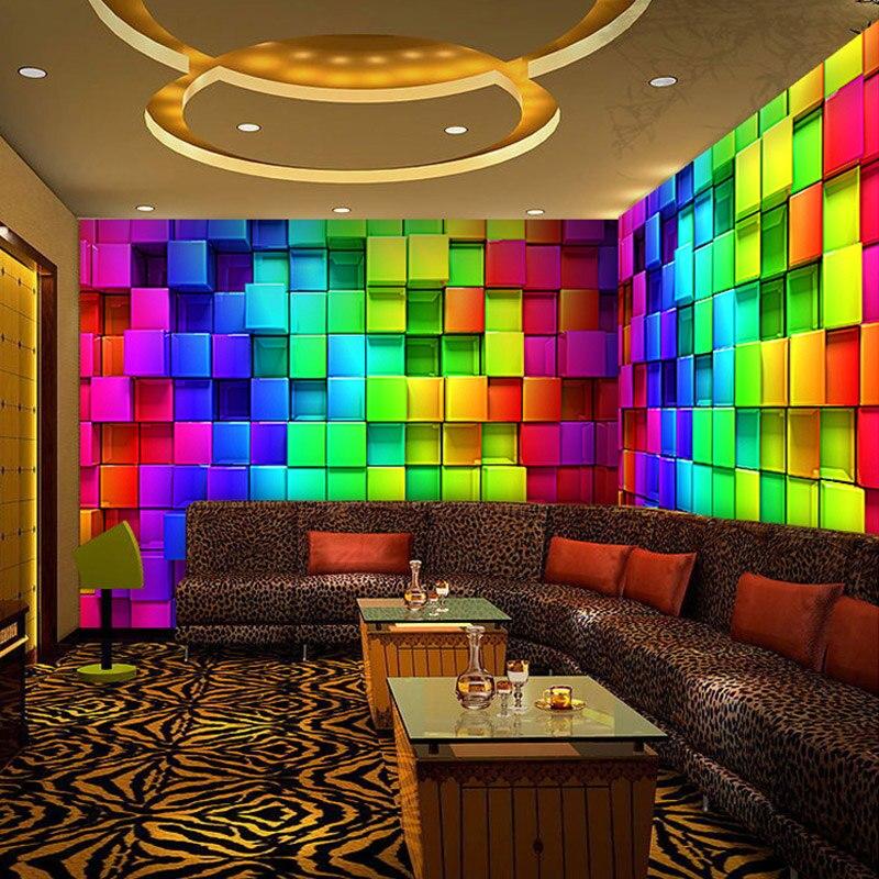 Colorful 3D Cube Wallpaper Mural, Custom Sizes Available Maughon's 