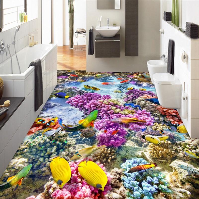 Colorful Coral and Tropical Fish Self Adhesive Floor Mural, Custom Sizes Available Floor Murals Maughon's 