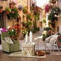 Colorful Floral Alley Wallpaper Mural, Custom Sizes Available Household-Wallpaper Maughon's 