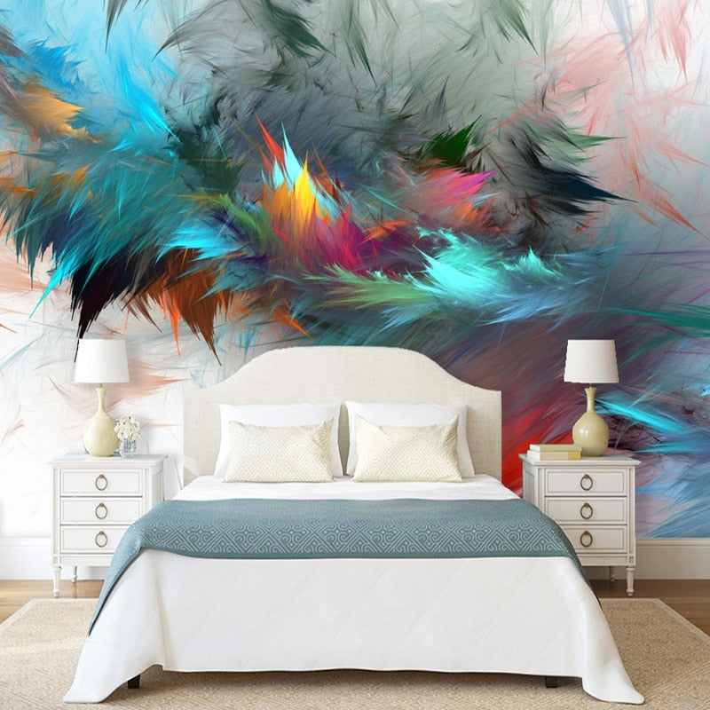 Colorful Flowing Feathers Wallpaper Mural, Custom Sizes Available Maughon's 
