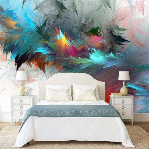 Image of Colorful Flowing Feathers Wallpaper Mural, Custom Sizes Available Maughon's 