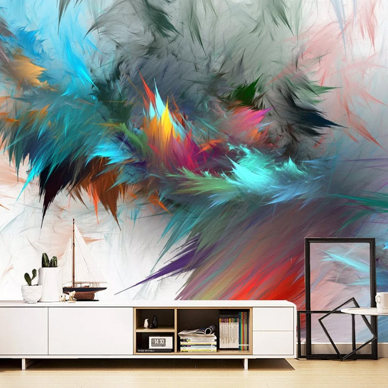Colorful Flowing Feathers Wallpaper Mural, Custom Sizes Available Maughon's 