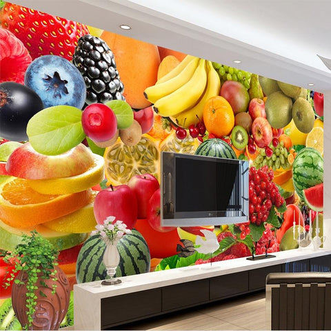 Image of Colorful Fruits Wallpaper Mural, Custom Sizes Availalbe Maughon's 