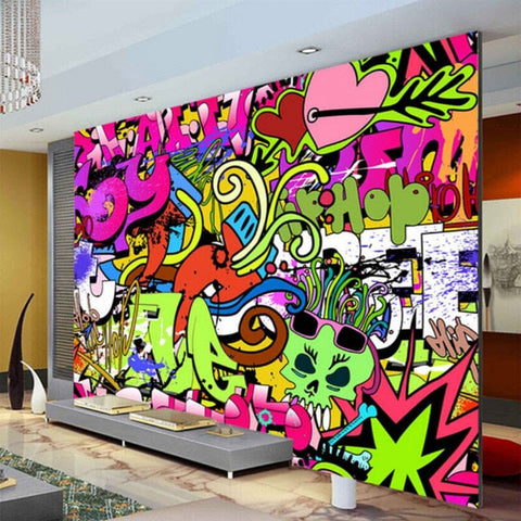 Image of Colorful Grafitti Art Wallpaper Mural, Custom Sizes Available Wall Murals Maughon's 