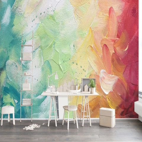 Image of Colorful Paint Abstract Wallpaper Mural, Custom Sizes Available Wall Murals Maughon's Waterproof Canvas 