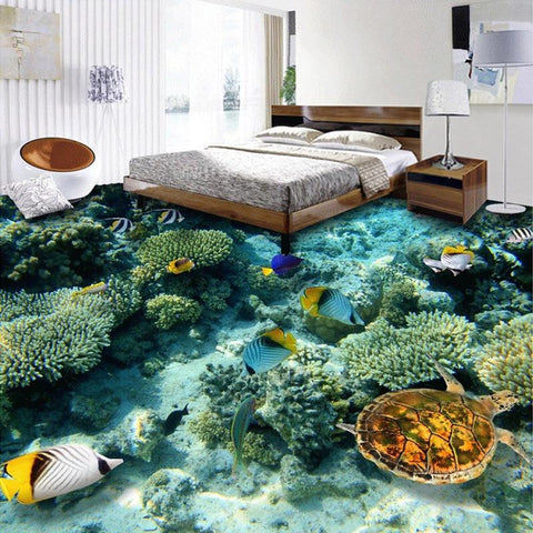 Coral Reef With Sea Turtle and Tropical Fish Wallpaper Mural, Custom Sizes Available Maughon's 