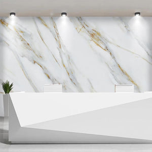 Custom Photo Wallpaper Modern Jazz White Marble Wallpaper 3D Golden Stripe Stone Texture Mural Office Reception Wall Papers 3 D Wall Murals Maughon's 
