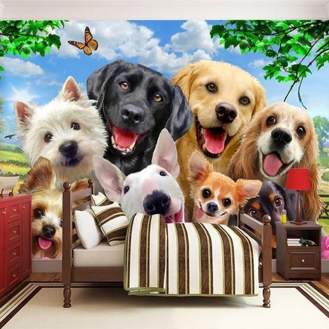 Image of Cute Cartoon Dogs Wallpaper Mural, Custom Sizes Available Wall Murals Maughon's 