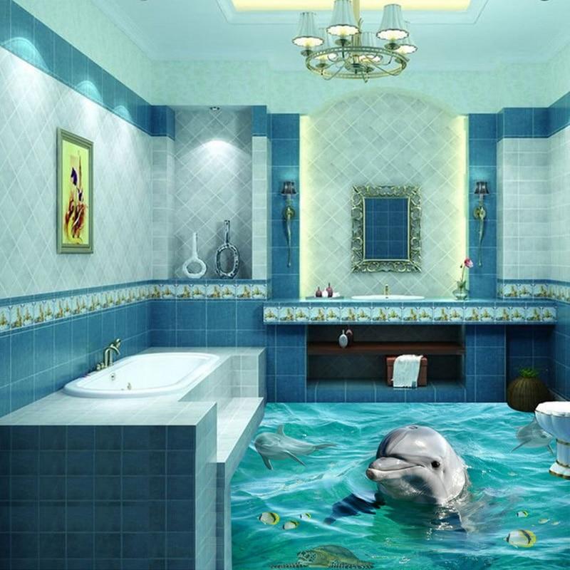Cute Dolphin Self Adhesive Floor Mural, Custom Sizes Available Floor Murals Maughon's 