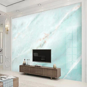 Cyan Marble With Veins Wallpaper Mural, Custom Sizes Available Wall Murals Maughon's Waterproof Canvas 