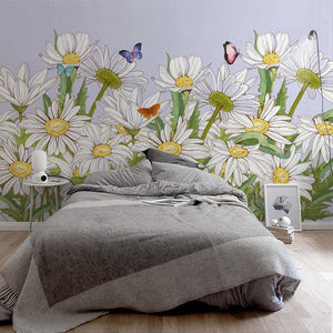 Mural Margaritas y Mariposas. Tamaños personalizados disponibles