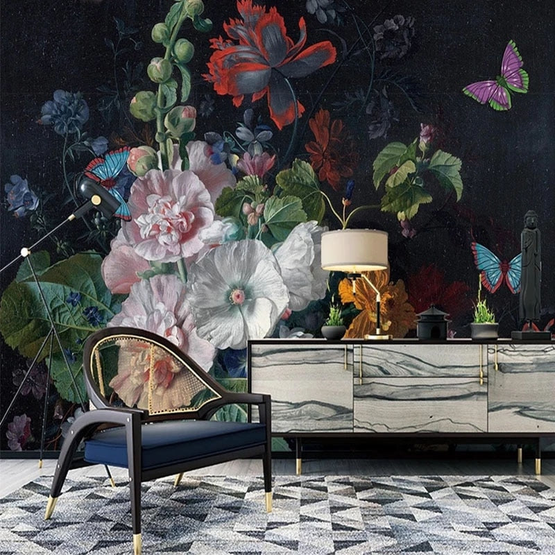 Dark Background Still-Life Painting Wallpaper Mural, Custom Sizes Available Wall Murals Maughon's 