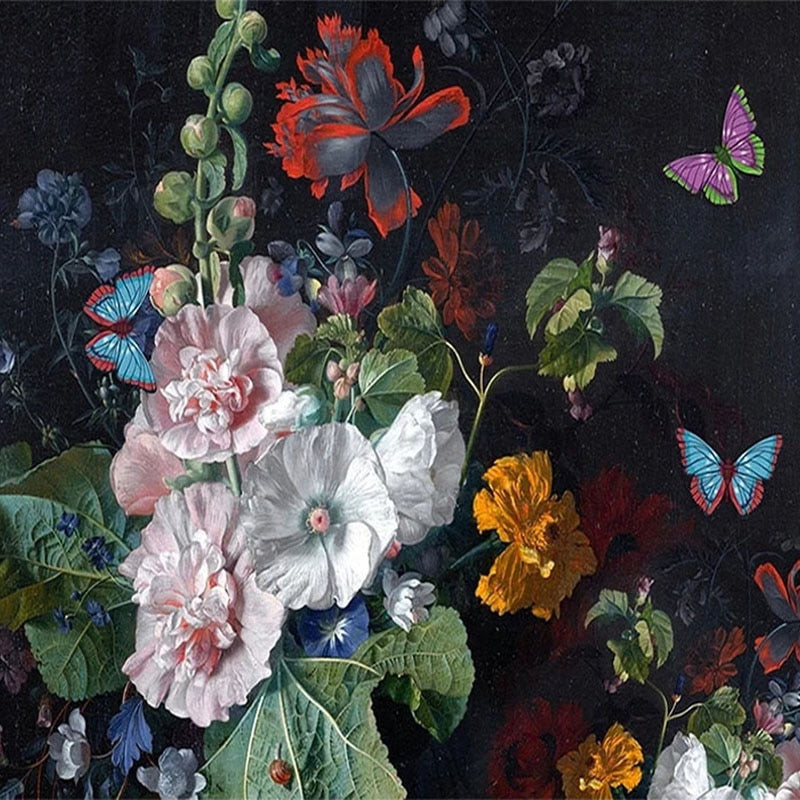 Dark Background Still-Life Painting Wallpaper Mural, Custom Sizes Available Wall Murals Maughon's 