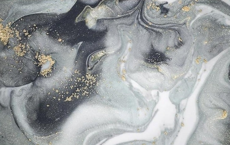 Dark Gray, Gray, Gold and White Marble Wallpaper Mural, Custom Sizes Available