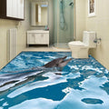 Dolphin at Play Vinyl PVC Floor Mural, Self Adhesive, Custom Sizes Available Household-Wallpaper-Floor Maughon's 