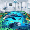 Dolphin, Coral and Topical Fish Vinyl PVC Floor Mural, Self Adhesive, Custom Sizes Available Household-Wallpaper-Floor Maughon's 