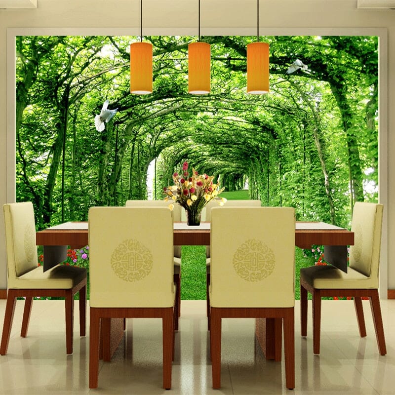 Doves on a Green Lawn Under Arbor, Custom Sizes Available Wall Murals Maughon's 