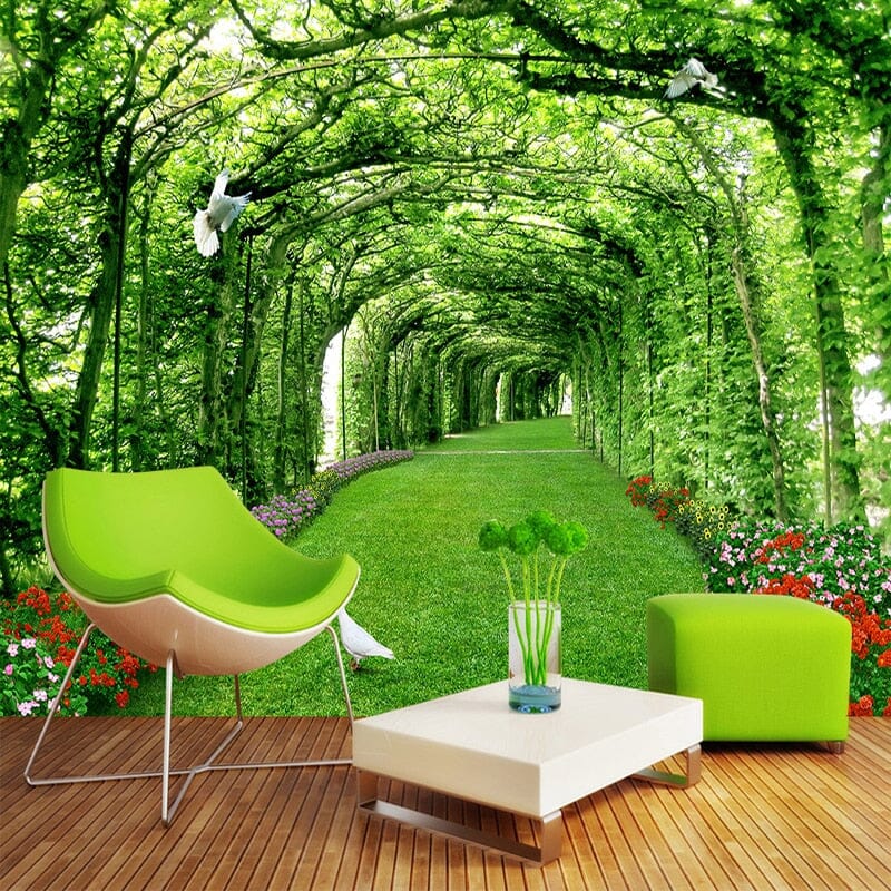 Doves on a Green Lawn Under Arbor, Custom Sizes Available Wall Murals Maughon's 