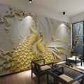Papel pintado de pavo real dorado, tamaños personalizados disponibles