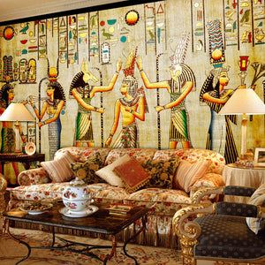 Egyptian Pharaoh and Attendants Wallpaper Mural, Custom Sizes Available