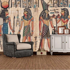 Egyptian Pharaoh and Queen Wallpaper Mural, Custom Sizes Available