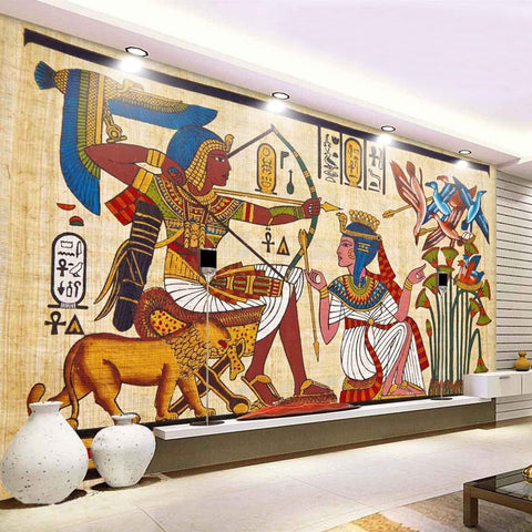 Image of Egyptian Pharaoh With Bow Wallpaper Mural, Custom Sizes Available Wall Murals Maughon's Waterproof Canvas 