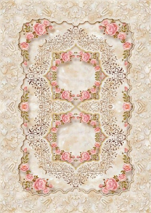 Elegant Marble with Pink Flowers Floor Mural, Custom Sizes Available Maughon's 