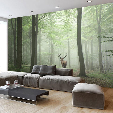 Image of Elk in Foggy Forest Wallpaper Mural, Custom Sizes Available Household-Wallpaper Maughon's 