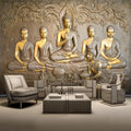 Embossed Golden Buddha Wallpaper Mural, Custom Sizes Available Wall Murals Maughon's 