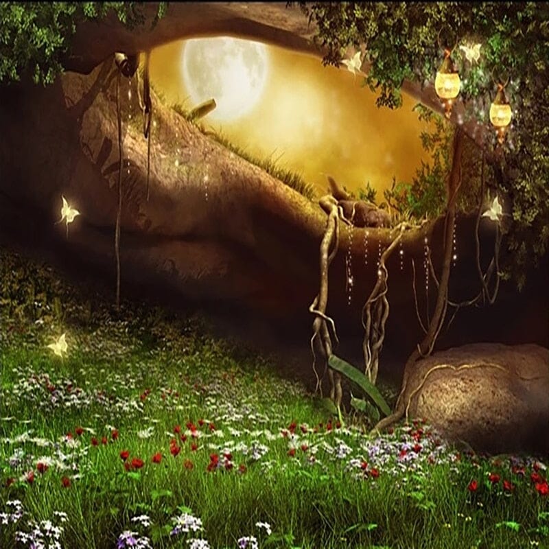 Enchanted Moonlit Forest Wallpaper Mural, Custom Sizes Available Wall Murals Maughon's 