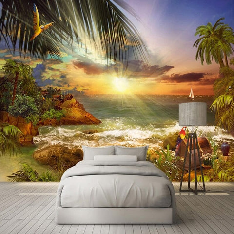 Image of Enchanting Beach Sunset Wallpaper Mural, Custom Sizes Available Wall Murals Maughon's 