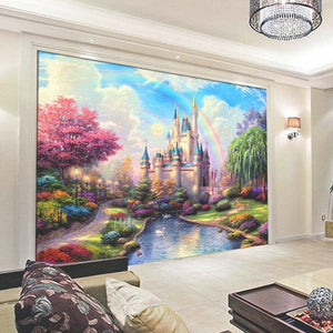 Enchanting Fantasy Castle Wallpaper Mural, Custom Sizes Available