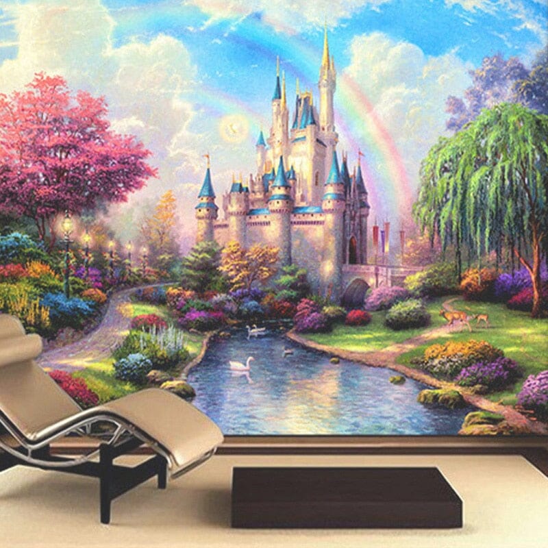 Enchanting Fantasy Castle Wallpaper Mural, Custom Sizes Available Wall Murals Maughon's Waterproof Canvas 