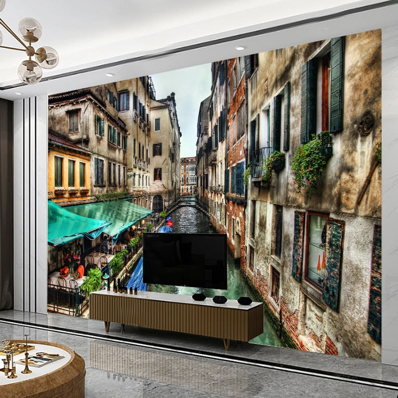 Enchanting Venice Canal Wallpaper Mural, Custom Sizes Available Wall Murals Maughon's 