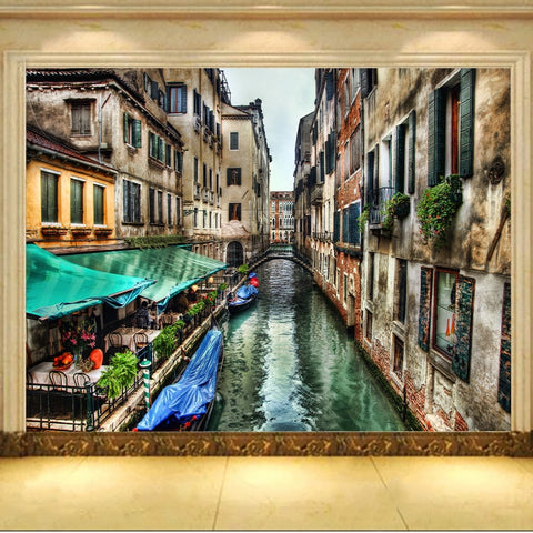 Image of Enchanting Venice Canal Wallpaper Mural, Custom Sizes Available Wall Murals Maughon's 