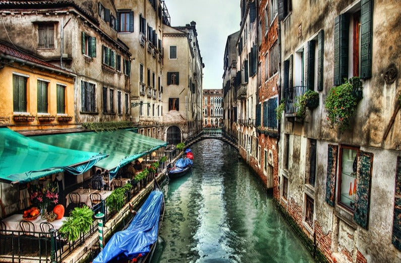 Enchanting Venice Canal Wallpaper Mural, Custom Sizes Available Wall Murals Maughon's 