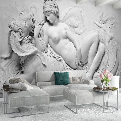 Image of Europa On the Bull Sculpture Relief Wallpaper Mural, Custom Sizes Available Wall Murals Maughon's 