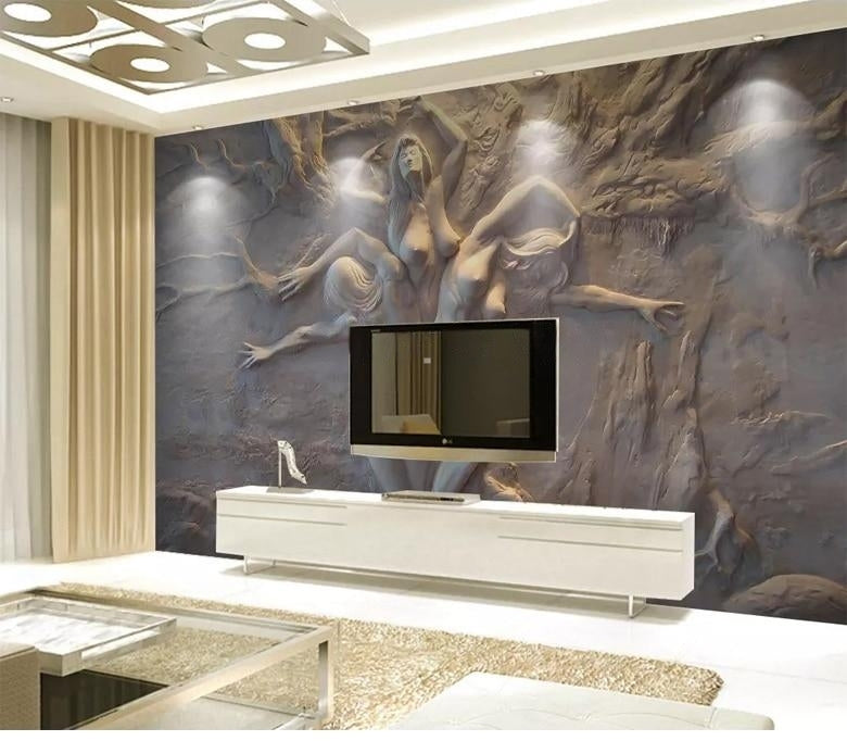 Three Graces Abstract Wallpaper Mural, Custom Sizes Available
