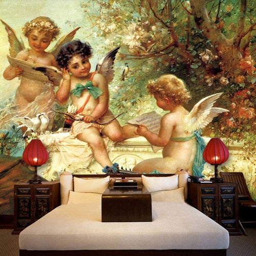 European Angel Oil Painting Wallpaper Mural, Custom Sizes Available Wall Murals Maughon's 