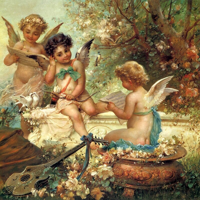 European Angel Oil Painting Wallpaper Mural, Custom Sizes Available Wall Murals Maughon's Waterproof Canvas 
