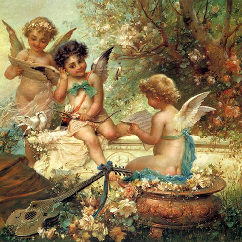European Angel Oil Painting Wallpaper Mural, Custom Sizes Available Wall Murals Maughon's Waterproof Canvas 