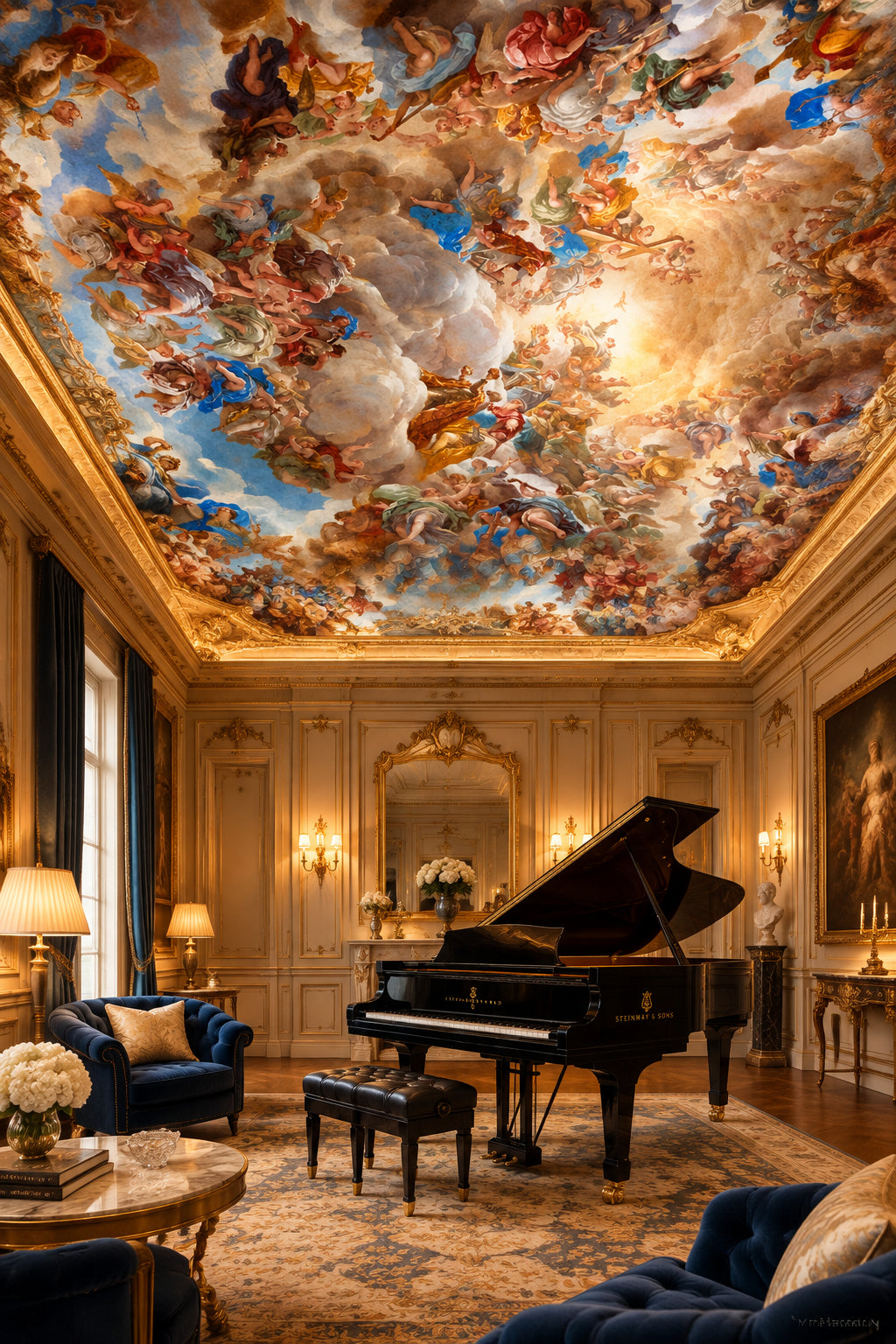 European Classic People Oil Painting Ceiling Mural, Custom Sizes Available Ceiling Murals Maughon's 