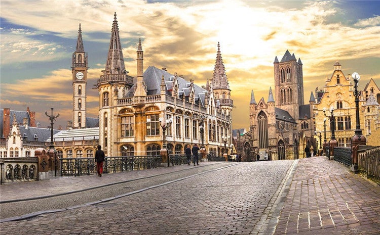 European Old City At Sunset Wallpaper Mural, Custom Sizes Available Wall Murals Maughon's 