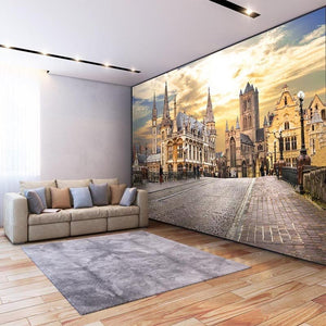 European Old City At Sunset Wallpaper Mural, Custom Sizes Available