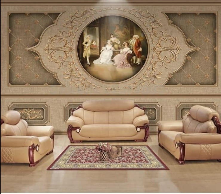 European Retro Classical Decorative Panel Wallpaper Mural, Custom Sizes Available